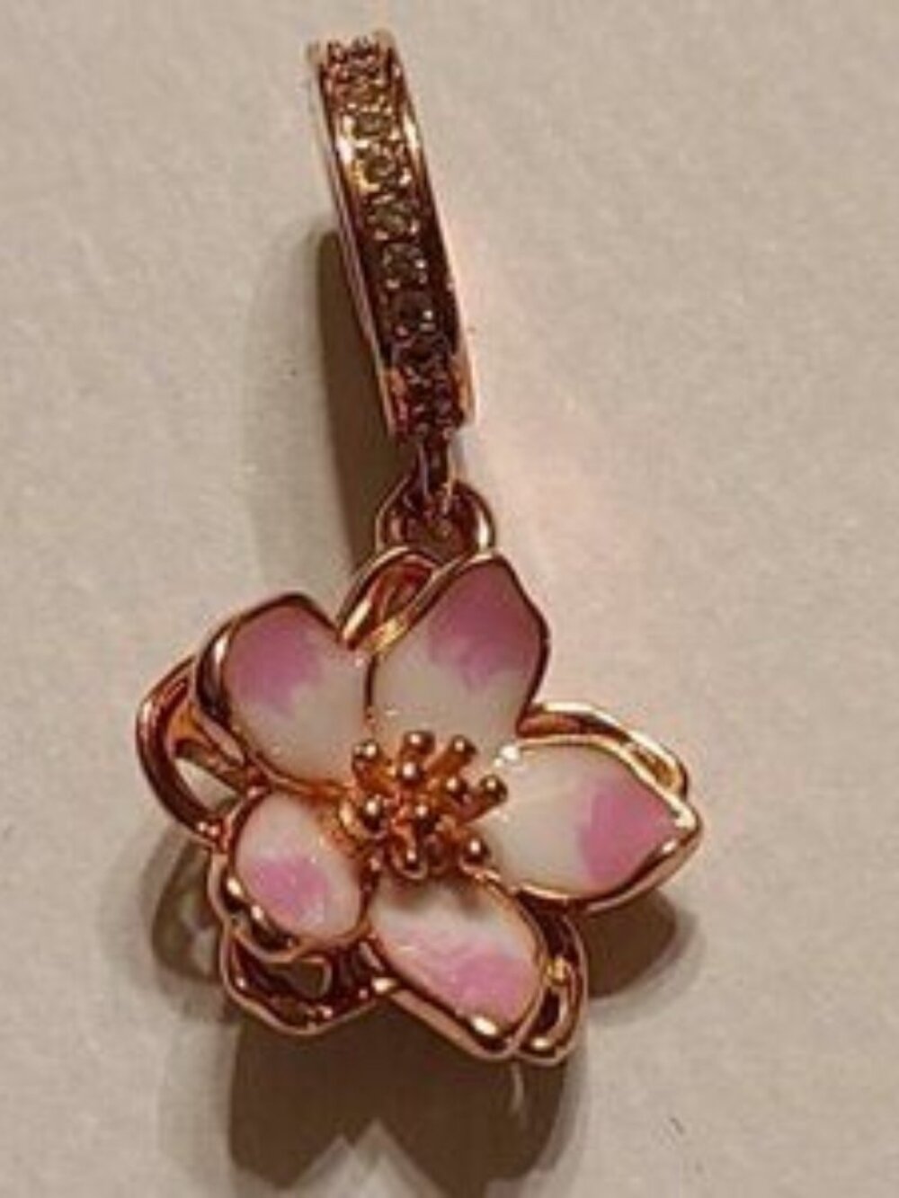 Rose Gold Flower Charm Pendant